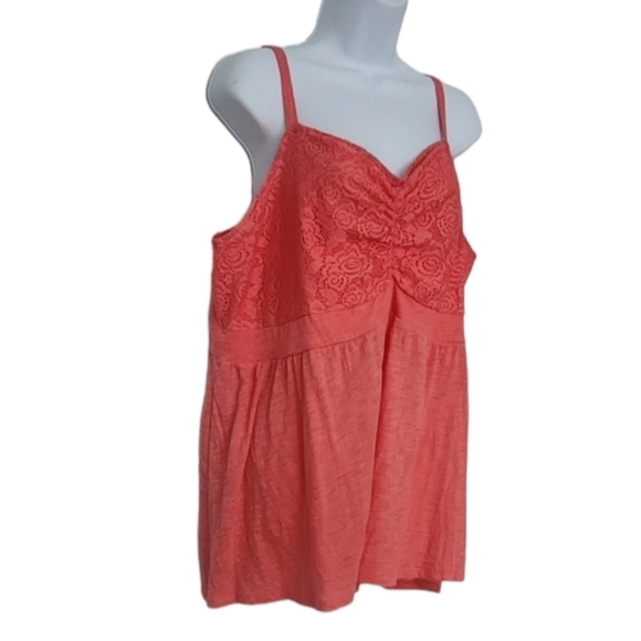 Torrid Crochet Babydoll Summer Top Size 3 Lightweight Spaghetti Strap Coral. - Picture 4 of 8